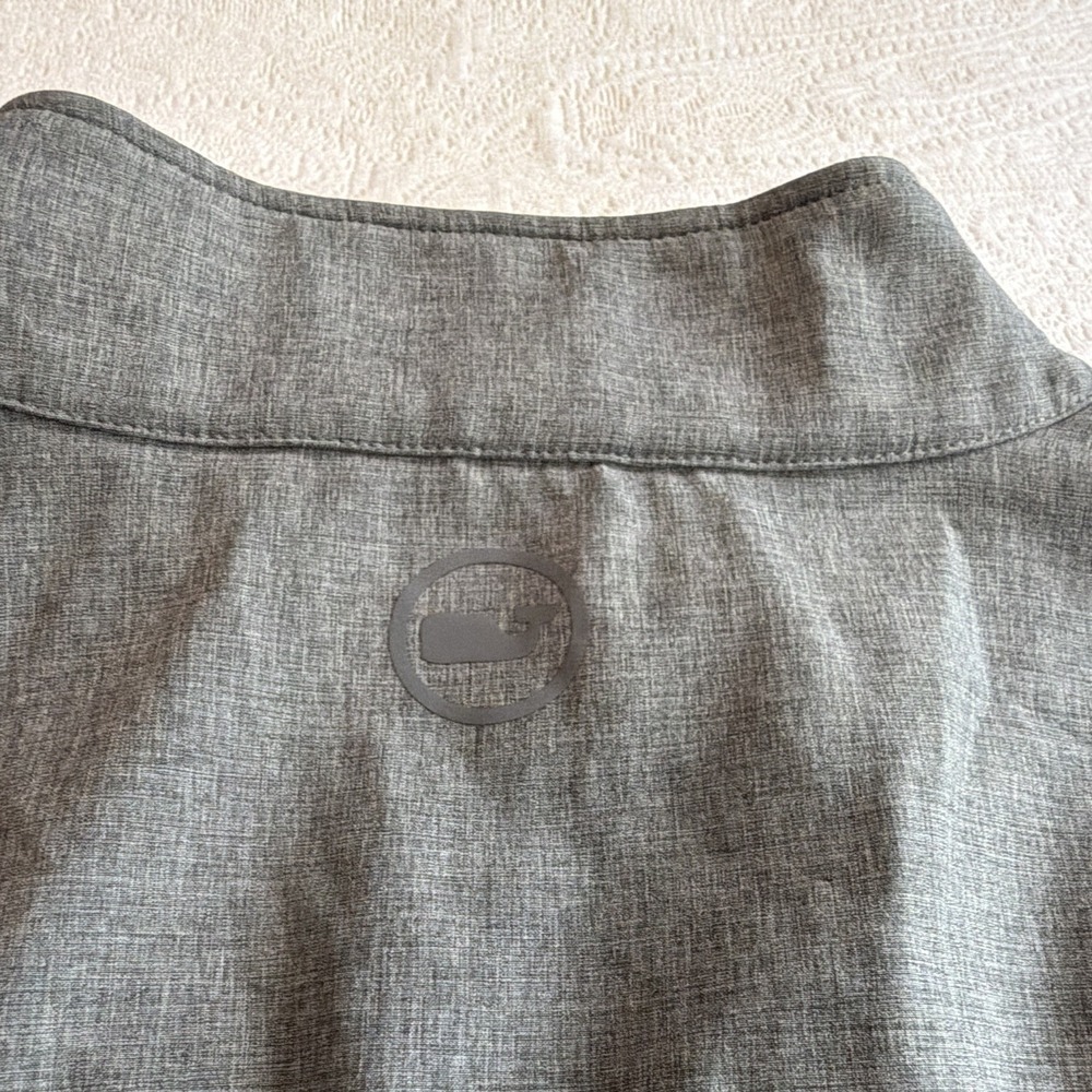 Jim Nantz by vineyard vines Men's M Gray Solid Knit 1/4 Zip Mock Neck Sweater - Picture 7 of 7